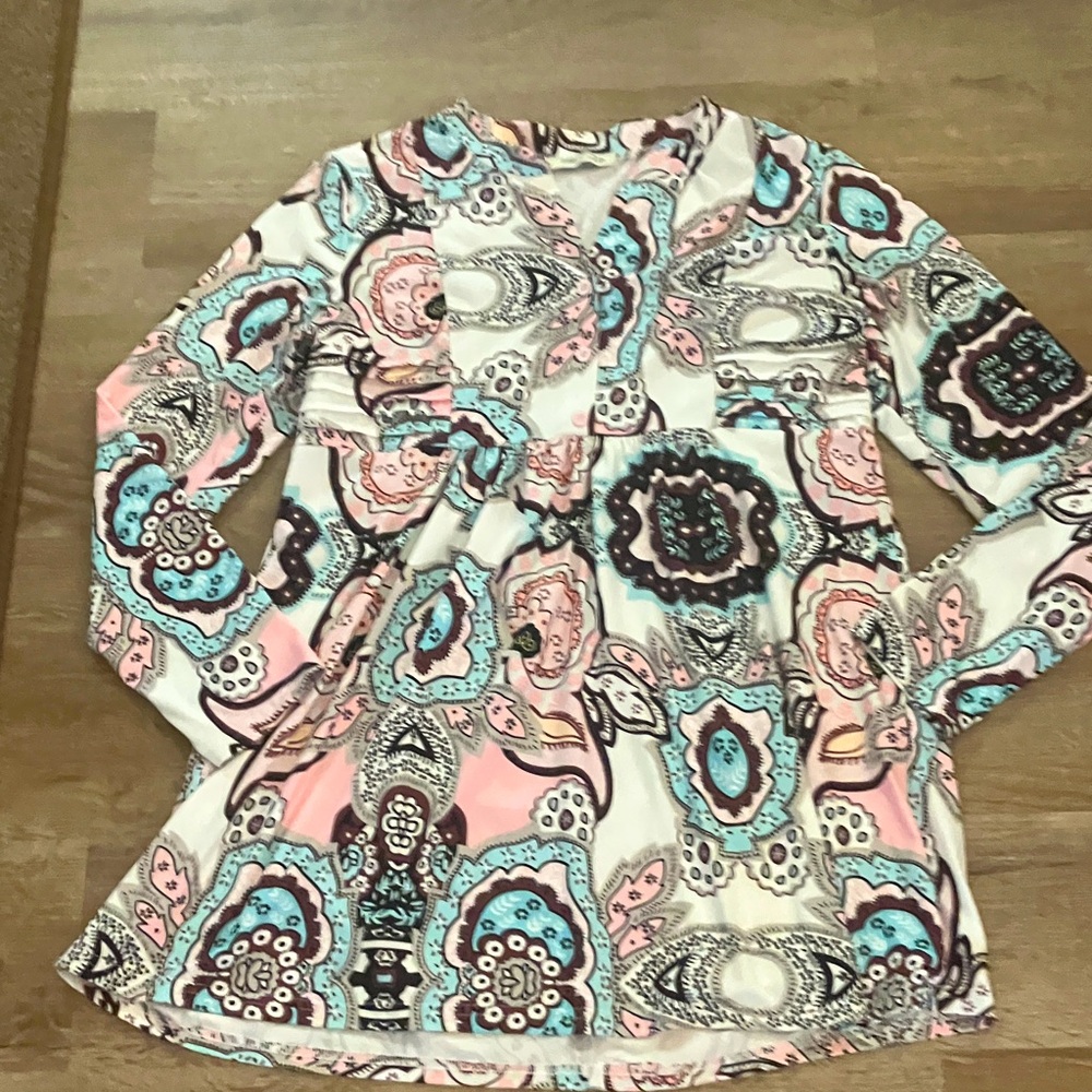 Colorful Patterned Long Sleeve Top